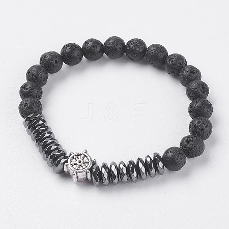 Synthetic Hematite Stretch Bracelets BJEW-I241-18A-1