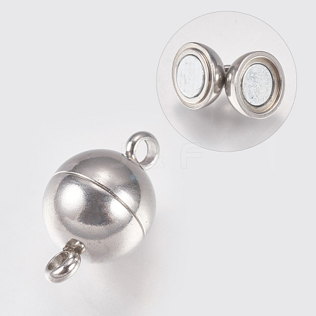 Tarnish Resistant 304 Stainless Steel Magnetic Clasps with Loops STAS-G173-05P-8mm-1