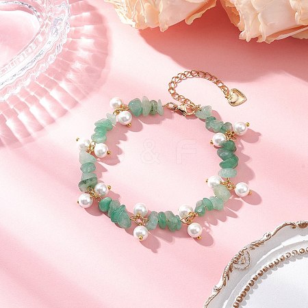 Natural Green Aventurine Chip Beaded Bracelets for Women BJEW-JB12301-01-1