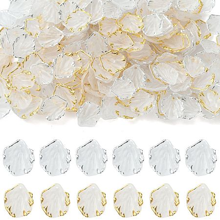 200Pcs 2 Colors Frosted Plastic Petal Pendants KY-FS0001-49-1