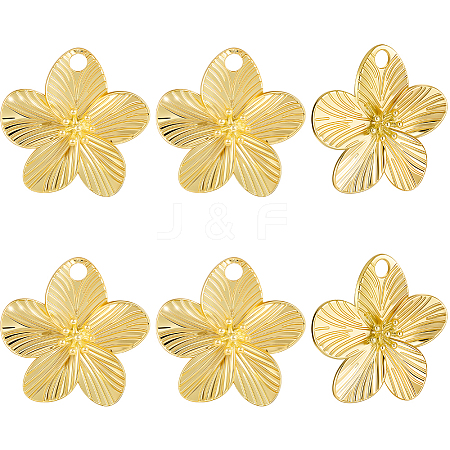 6Pcs Rack Plating Brass Pendants KK-BBC0023-94G-1