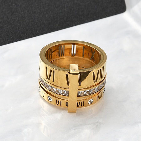 304 Stainless Steel Cubic Zirconia Finger Rings for Women Men RJEW-F189-06G-1