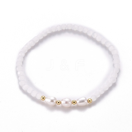 Faceted Glass Beaded Stretch Bracelets BJEW-JB05486-02-1