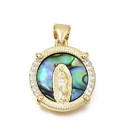 Brass Micro Pave Clear Cubic Zirconia Pendants CU-CBAF50C-01C-G03-1