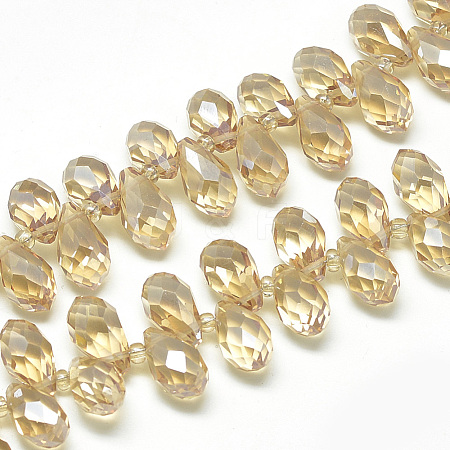 Electroplate Glass Beads Strands X-EGLA-S142-6x12mm-03-1