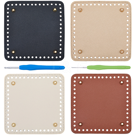 4Pcs 4 Colors Square PU Leahter Knitting Crochet Bags Bottom AJEW-CL0001-75-1