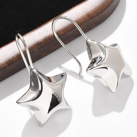 Star Brass Dangle Earrings EJEW-B132-05P-1