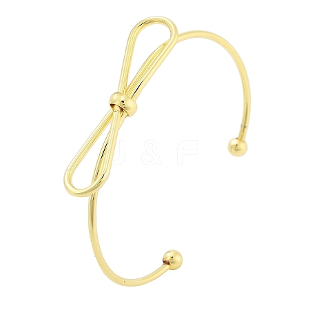 Brass Bowknot Cuff Bangles for Women BJEW-Z072-03G-05-1