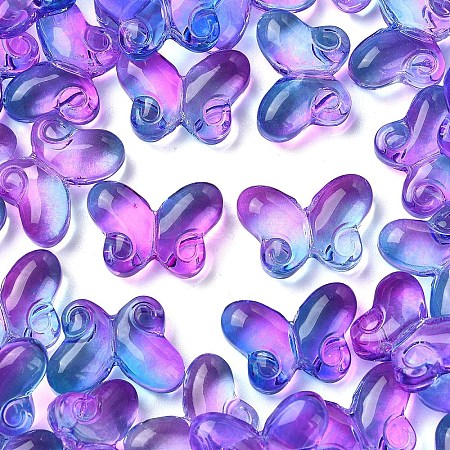 50Pcs Transparent Spray Painted Glass Beads GLAA-YW0004-97B-1
