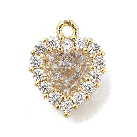 Brass Micro Pave Clear Cubic Zirconia Charms KK-B130-01G-01-1