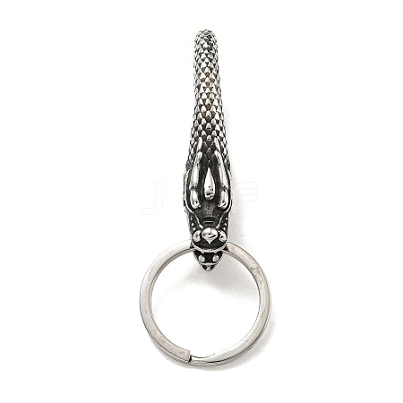 Tibetan Style 316 Surgical Stainless Steel Fittings with 304 Stainless Steel Key Ring FIND-Q101-23AS-1