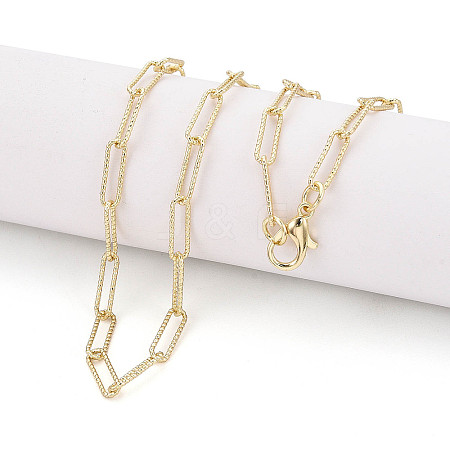 Brass Textured Paperclip Chain Necklace Making MAK-S072-03A-LG-1