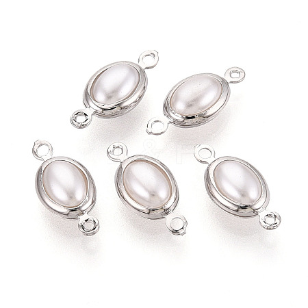 Brass ABS Imitation Pearl Connector Charms KK-N286-02B-P-1