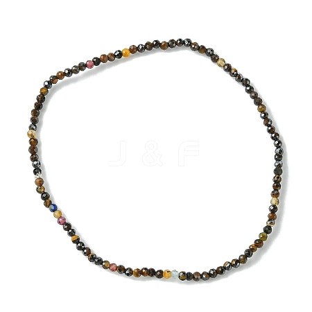 2mm Natural Tiger Eye Faceted Round Beaded Stretch Bracelets for Women BJEW-JB10843-04-1