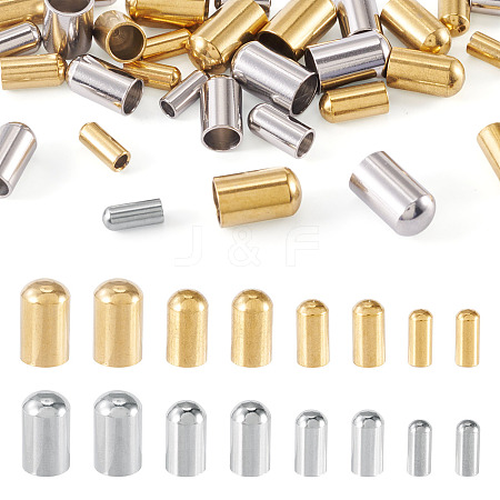 32Pcs 8 Styles 304 Stainless Steel Cord End STAS-TA0003-16-1