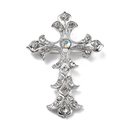 Cross Alloy Rhinestone Brooch Pins LS-JEWB-Z034-06P-01-1