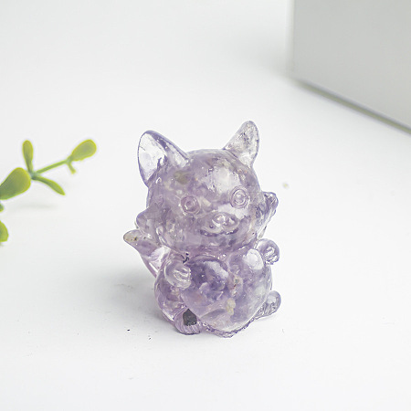 Natural Amethyst Fox Display Decorations WG88930-03-1