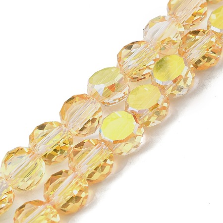 Electroplate Glass Beads Strands X-EGLA-L045-G-HP01-1