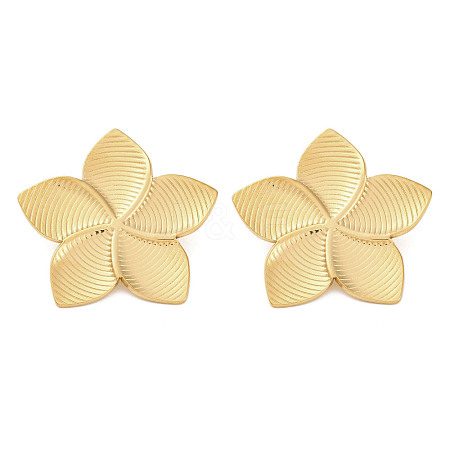 304 Stainless Steel Flower Stud Earrings For Women EJEW-B110-02G-01-1