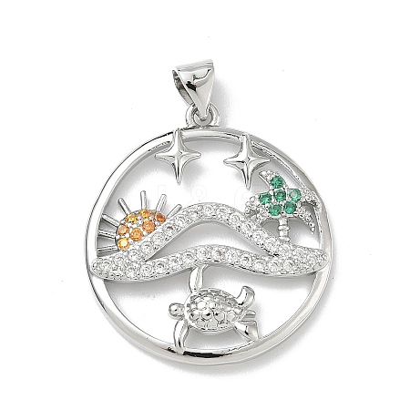 Brass Micro Pave Cubic Zirconia Pendants KK-P330-07B-P-1