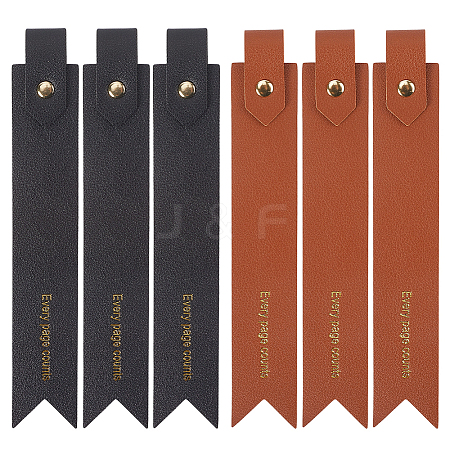 6Pcs 2 Colors PU Leather Bookmarks AJEW-SP0002-26-1