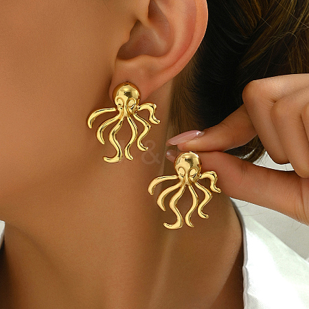 Vintage Octopus Stainless Steel Stud Earrings for Women's Fashion Jewelry BY9306-1