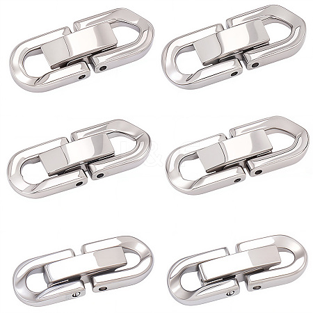 6Pcs 3 Style 304 Stainless Steel Fold Over Clasps STAS-BBC0007-55-1