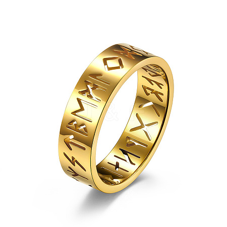 Hollow Word Stainless Steel Finger Rings FIND-PW0020-13G-G-1