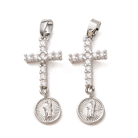Religion Brass Pave Clear Cubic Zirconia Pendants CU-CBA40F6-01P-1