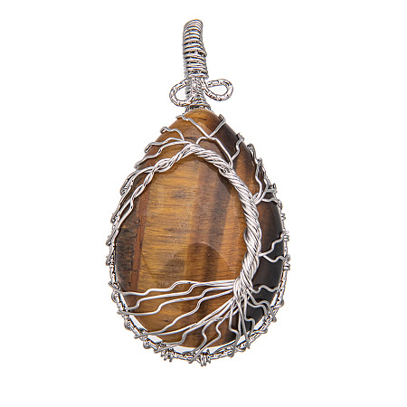 Natural Tiger Eye Pendants PW-WG69354-04-1