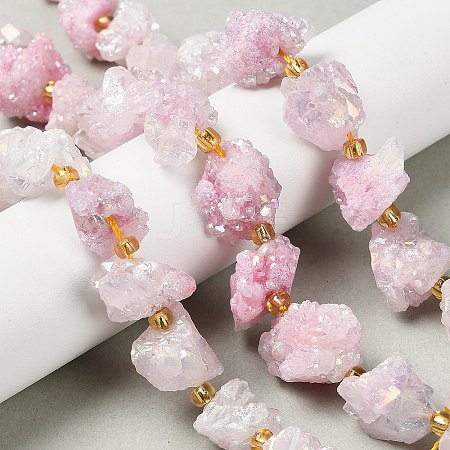 Electroplated Natural Druzy Agate Beads Strands G-G289-02A-1