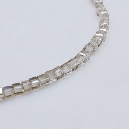 Transparent Cube Shaped Crystal Glass Beads Strands GLAA-F012-A01-1