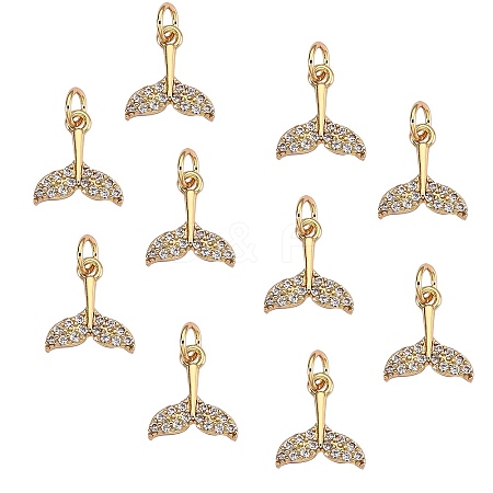 10Pcs Brass Micro Pave Cubic Zirconia Pendant ZIRC-SZ0001-60-1