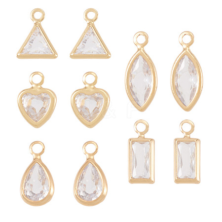 10Pcs 5 Styles Brass Cubic Zirconia Pendants KK-TADJ0001-30B-1