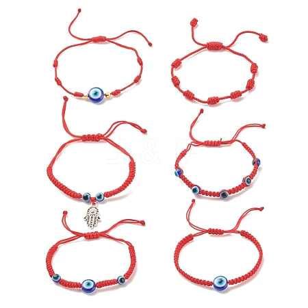 6Pcs 6 Style Resin Evil Eye Braided Bead Bracelets Set BJEW-JB08340-1