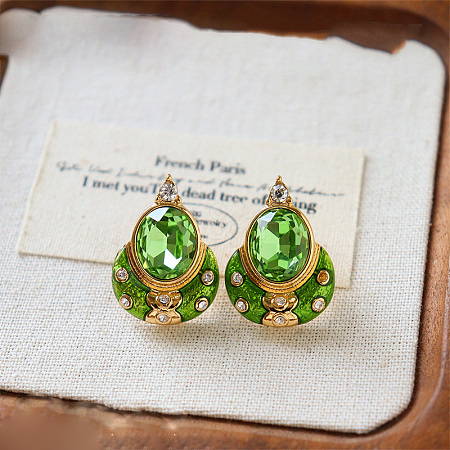 Brass Pave Cubic Zirconia Stud Earrings WG20E7A-01-1