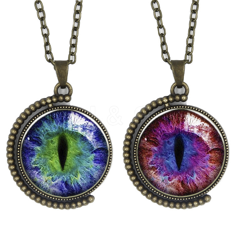 Wholesale Double-sided Picture Glass Rotatable Pendant Necklaces ...