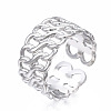 Non-Tarnish 304 Stainless Steel Curb Chain Open Cuff Ring RJEW-T023-24P-3