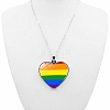 Pride Rainbow Flag Glass Heart Pendant Necklace PW-WG21341-01-2