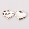 Wedding Theme Antique Silver Tone Tibetan Style Heart with Ring Bearer Rhinestone Charms LS-TIBEP-N005-15D-1