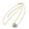 Natural Green Aventurine Heart Pendant Necklace with Golden Alloy Cable Chains NJEW-G116-01C-2
