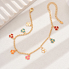 Fashionable Brass Enamel Flower Pendant Anklets for Women KA8156-1-2