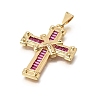 Brass Micro Pave Magenta Cubic Zirconia Pendants CU-CBA4BAF-03G-2