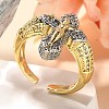 Brass Micro Pave Clear Cubic Zirconia Cuff Rings RJEW-U035-02GP-02-1