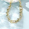 Ring & Paperclip Brass Micro Pave Cubic Zirconia Link Chain Bracelets for Women BJEW-D458-04G-02-5
