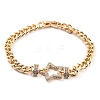 Cubic Zirconia Link Bracelet with Golden Brass Curb Chains BJEW-C055-06B-G-1