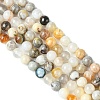Natural Bamboo Leaf Agate Round Beads Strands G-M248-4mm-04-3