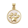 Dog Paw Print Rack Plating Brass with Natural Shells Pendants X-KK-Z074-25G-1