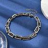 304 Stainless Steel Rectangle Link Chains Bracelets for Men & Women BJEW-D042-36P-3