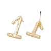 Brass Number Stud Earrings with 925 Sterling Silver Pins for Women LS-EJEW-A077-01A-3
